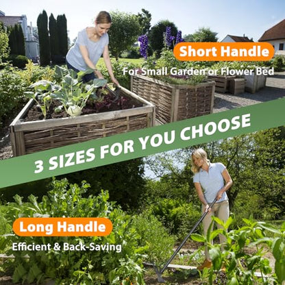 Weed Puller Tool with 45.5" Long Handle, 2 in 1 Small Garden Weeding Hoe & Rake, Handheld Stand Up Hoe Garden Tool for Lawn, Garden, Yard, Flower Bed, Patio & Small Farm