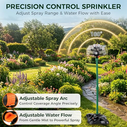 4 Way Adjustable Mini Turbo Oscillating Lawn Sprinkler(Plastic Base) - style: Plastic Widened Base
