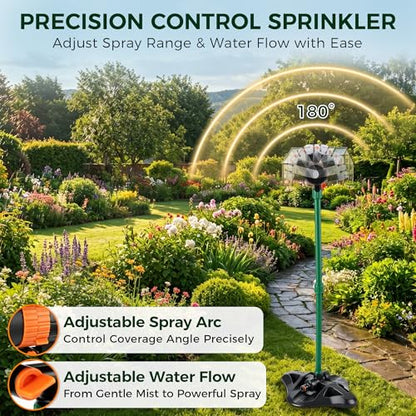 4 Way Adjustable Mini Turbo Oscillating Lawn Sprinkler(Plastic Base) - style: Plastic Widened Base