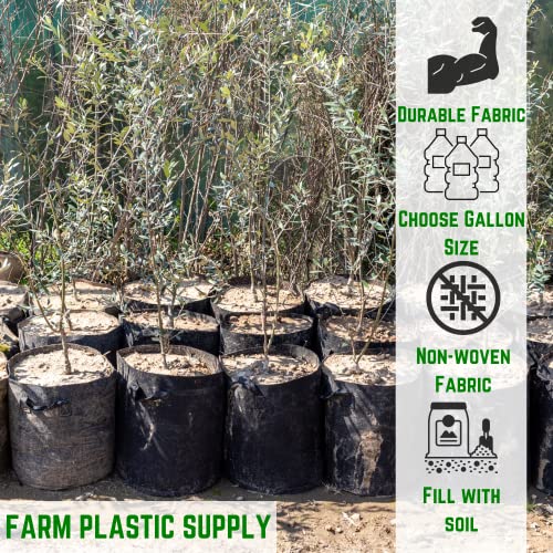 Farm Plastic Supply - 7 Gallon Fabric Grow Bags - (10 Pack) - Nonwoven Fabric Pots with Handles, Grow Bag, Plant Grow Bags, Garden Bag, for Farming, Gardening, Agriculture - size: 7 Gallon - 10 Pack