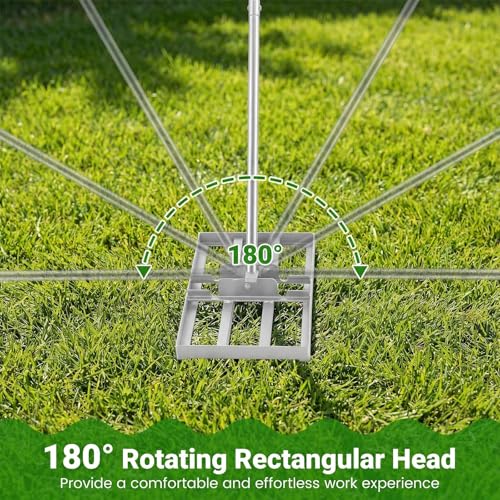 Goplus Lawn Leveling Rake, 30" x 10" Heavy Duty Level Lawn Tool w/ Ergonomic Handle for Soil, Effort-Saving Landscape Rake for Garden, Backyard, Golf Course, Farm, Pasture (Sliver) - color: Sliver
