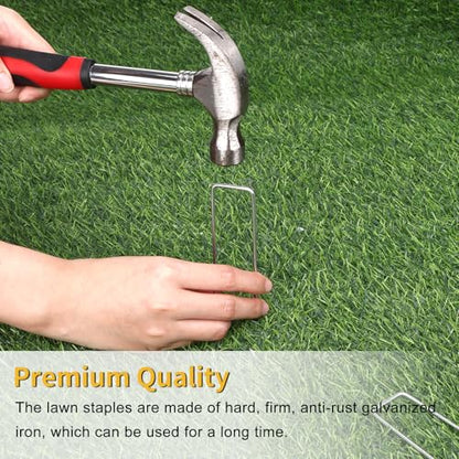 HongWay 120 Pack Landscape Staples 4 Inch, Galvanized Garden Stakes - size: 4 Inch, 120pcs