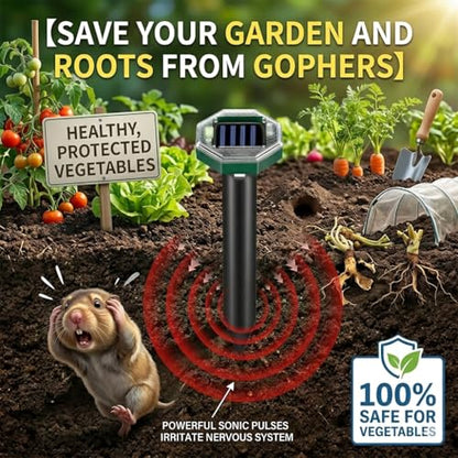 8Pack Solar Mole Repellent Ultrasonic Sonic Gopher Repellent Stakes for Lawns,IP65 Waterproof Ultrasonic Mole Repellent for Lawns,Sonic Vole Snake Armadillo Chipmunk Deterrent for Lawns 2026