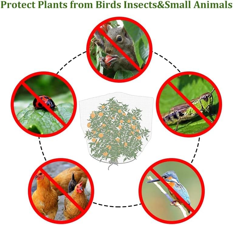 Agfabric Bird Netting 26" Hx30 W Garden Netting Insect Pest Barrier,Plant Cover Fruit Tree Netting Mesh Protection Bag with Drawstring,White - color: 1pack, size: 26"x30"