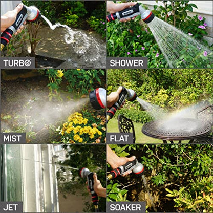 Eden PRO Metal 6-Pattern Hose Nozzle: Front Trigger, Cyclonic Turbo Spray - style: Front Trigger