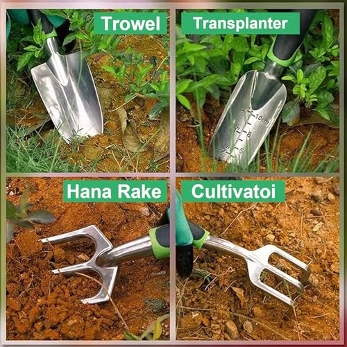 Heavy Duty Gardening Tools with Handbag, 11 Pcs Gardening Tools with Repotting Mat for Gifts Women Men Mom Dad