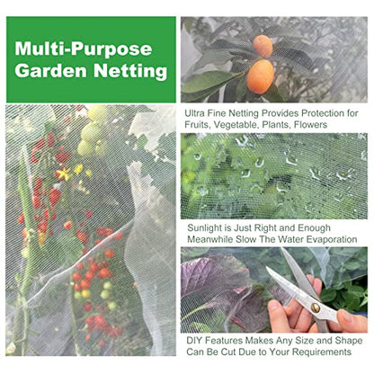 Garden Netting 4x10ft for Plants - Ultra Fine Mesh Bug Insect Barrier - size: 4'x10'