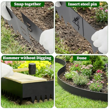 33ft Galvanized Steel Landscape Edging, 10-Pack 6"x40" Hammer-in No Dig - size: 10 Pack( 40" L x 6" H )