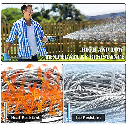 OnBrand 100FT Metal Garden Hose with Sprayer Nozzle - Stainless Steel Hose - size: 100FT