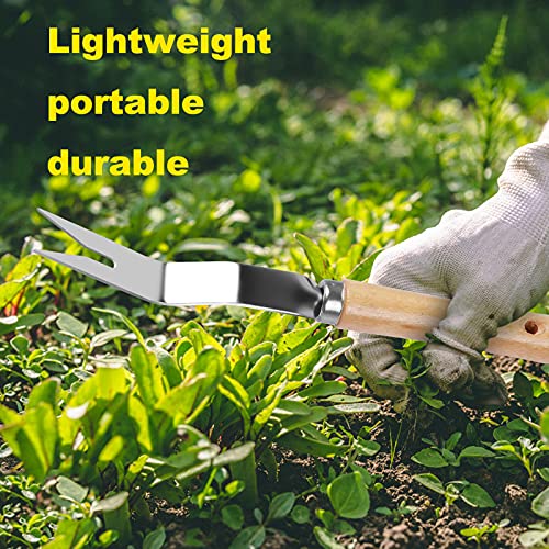 Garden Weeder Hand Weeding Tool Weed Removal Stainless Steel Handle Weed Deep Digger Grass Lawn Trimming Remover Forked Puller for Weeds Eradicate