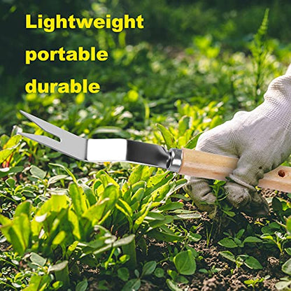 Garden Weeder Hand Weeding Tool Weed Removal Stainless Steel Handle Weed Deep Digger Grass Lawn Trimming Remover Forked Puller for Weeds Eradicate