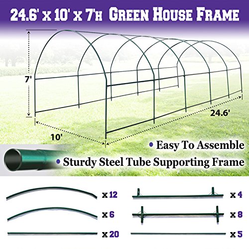 Benefit-USA BenefitUSA Multi-Size Large Garden Support Arch Frame Climbing Plant Arch Arbor for Flowers/Fruits/Vegetables (24.6'X9.8'X7.2') Green - size: 24.6 ft x 9.8 ft x 7.2 ft