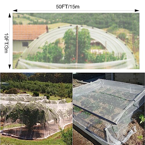 10 x 50FT Garden Netting, Cookmaster Plant Covers Durable Ultra Fine Mesh Protection, Garden Plant Row Cover, Raised Bed Barrier Screen Protection Net Cover for Plant Vegetable Fruit Flower