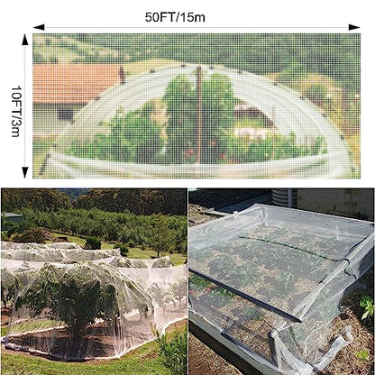 10 x 50FT Garden Netting, Cookmaster Plant Covers Durable Ultra Fine Mesh Protection, Garden Plant Row Cover, Raised Bed Barrier Screen Protection Net Cover for Plant Vegetable Fruit Flower