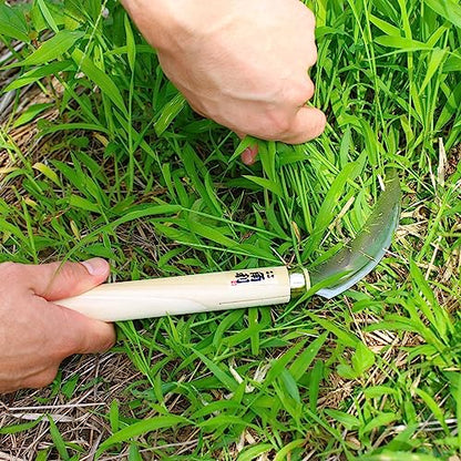 KAKURI Japanese Harvesting Sickle Garden Tool 4.7" [Triple Edged Blade] Made in Japan, Garden Harvest Sickle for Soft Vegetables, Razor Sharp Japanese Stainless Steel Blade - color: Harvesting (Natural)