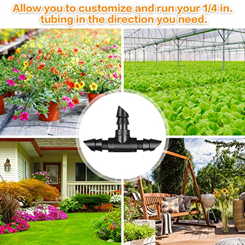 Gardrip Drip Irrigation Tee Fittings：100 Pieces Barbed Tee Irrigation Parts with Sharp End Fits for 1/4 Inch Drip Irrigation Tubing Drip Line T Connectors for Garden Lawn System - color: Tee-100P