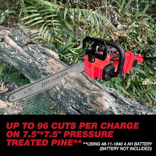 2-IN-1 Cordless 10-Inch Pole Saw And Chainsaw Compatible with Milwaukee 18V Battery, Total Reach of Max 15ft, Auto Oiling, Electric Pole Saw for Tree Trimming Pruning (Battery NOT Included)