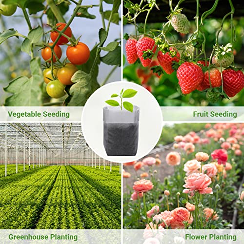 GREANER 100PCS Seedling Nursery Bags, 7.8x13.7 inches Biodegradable Non-Woven Fabric Plant Grow Bags, Seeding Starter Container Pouch for Vegetables, Flowers, Fruits, Trees, Indoors and Outdoors Use - size: 7.8"x13.7"/100pcs