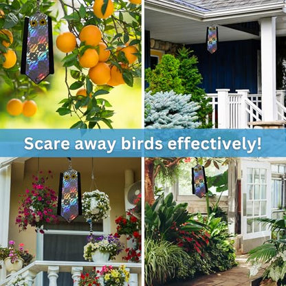 WCS Avian Spinner Bird Deterrent - Holographic Reflective Woodpecker Repellent with Predator Eyes - Wind-Powered, No Batteries - Protects Siding, Eaves & Trim from Pecking Damage