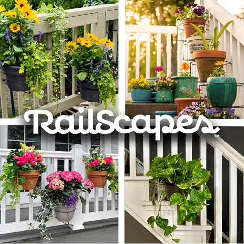 Bloem RailScapes Floating Railing Planter Clip | Suitable for Balcony, Deck, Indoors, Stairs | Easy Install | Fits Standard Wood, Vinyl and Larger Aluminum 1.25” - 1.5” Spindles - size: 1.25"-1.5" Thick Spindles