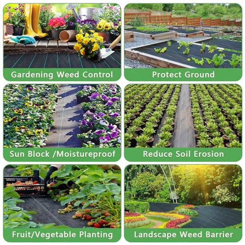 4ftx100ft Weed Barrier Landscape Fabric Heavy Duty, Weed Gardening Ground Cover Mat, Weed Control Garden Cloth, Woven Geotextile Fabric for Underlayment, Commercial Driveway Fabric, Black - size: 4ftx100ft