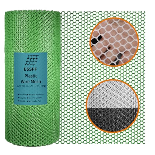 Pet & Garden Safeguard - 15.7IN x 49.2FT Roll - Green Plastic Netting, Multi-Use Decorative Fence for Poultry, Dogs, Rabbits,Chicken and Snake Barrier - color: Green-49.2FT×15.7IN