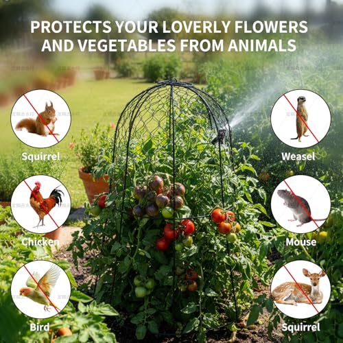 plant covers from animals 12pcs,wire plant protector cage 13"x15.7"H,Bell-Shaped Split Design,plant cages & supports plant cages to keep animals out for Vegetables,Flowers,Seedlings Against Rabbit - size: Integrated