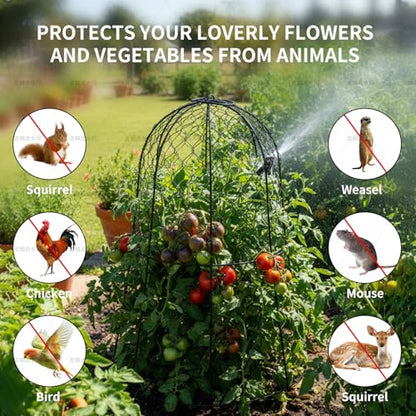 plant covers from animals 12pcs,wire plant protector cage 13"x15.7"H,Bell-Shaped Split Design,plant cages & supports plant cages to keep animals out for Vegetables,Flowers,Seedlings Against Rabbit - size: Integrated