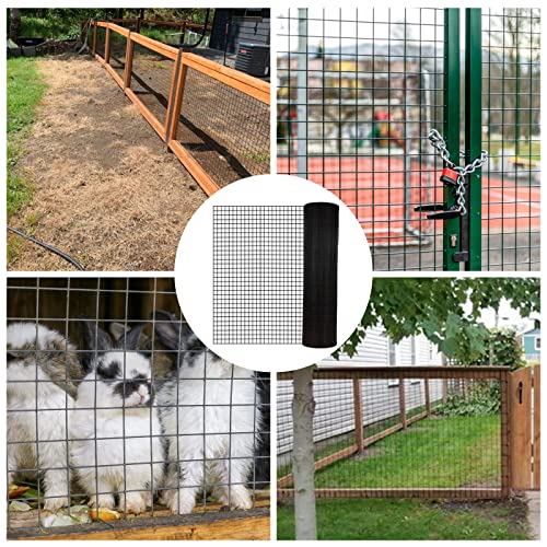 Hardware Cloth PVC Coated Wire Mesh 48'' x 50' 1/4inch Mesh Black Vinyl Coated Fence Chicken Wire Fencing 19 Gauge Chain Link Fence for Chicken Coop,Animal Control,Gutter Guard, and Home Improvement…