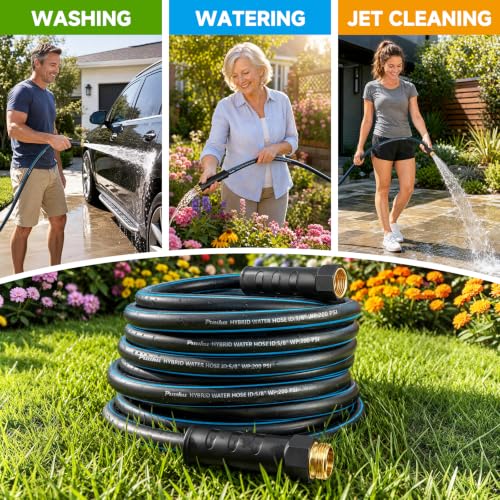 100FT 5/8" Heavy Duty Garden Hose, NON-EXPANDABLE Flexible Water Hose, No Kink - size: 100ft