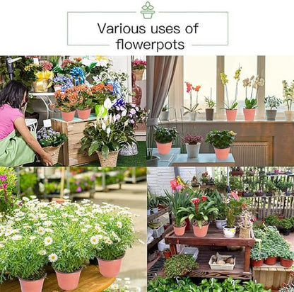 Plastic Planter Nursery Seedlings Pots - 4 Inches 100Pcs Flower Plant Container Seed Starting Pot for Outdoor Succulents Seedlings Cuttings Transplanting - size: 4 x 3.5 x 3 in