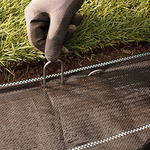 GardenMate 100-Pack Anti-Rust 8 Inch 9 Gauge Heavy-Duty U-Shaped Garden Securing Stakes/Spikes/Pins/Pegs - Hot Dipped Galvanized Sod Staples for Anchoring Landscape Fabric - style: 8" 9 gauge galv round top