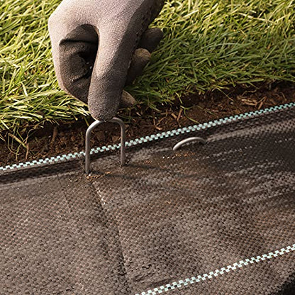 GardenMate 100-Pack Anti-Rust 8 Inch 9 Gauge Heavy-Duty U-Shaped Garden Securing Stakes/Spikes/Pins/Pegs - Hot Dipped Galvanized Sod Staples for Anchoring Landscape Fabric - style: 8" 9 gauge galv round top