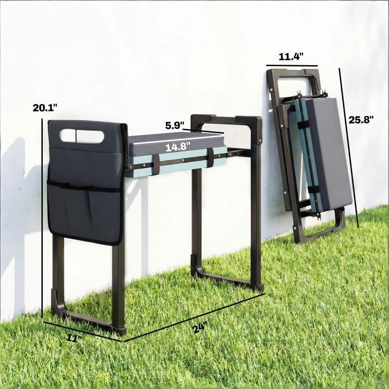 Heavy Duty Foldable Garden Stool with Kneeler and Seat