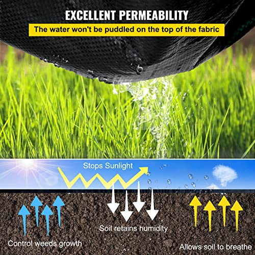 VEVOR Weed Barrier Fabric Heavy Duty 3x300 FT, 5.8oz Landscape Fabric, Woven Garden Fabric Weed Barrier, Weed Blocker Fabric, Weed Control Fabric Ground Cover, Geotextile Fabric, Gardening Mat, Black - size: 3FT*300FT-5.8OZ, style: Woven