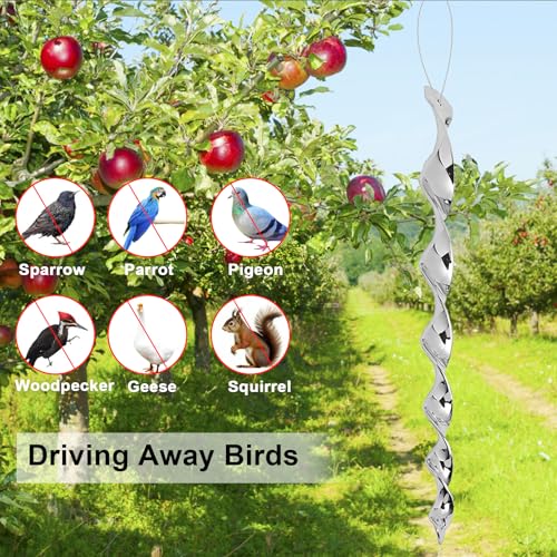 Woodpecker Deterrent for House, Wind Driven Rotation Reflective Scare Rods for Outside Garden and Yard, Outdoor Garden Décor (6PCS)
