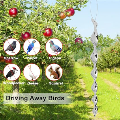 Woodpecker Deterrent for House, Wind Driven Rotation Reflective Scare Rods for Outside Garden and Yard, Outdoor Garden Décor (6PCS)