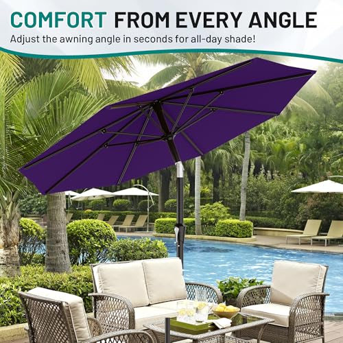 AreShark 9FT Outdoor Patio Umbrella with Tilt and Crank, Dark Purple - color: Dark Purple, size: 9ft