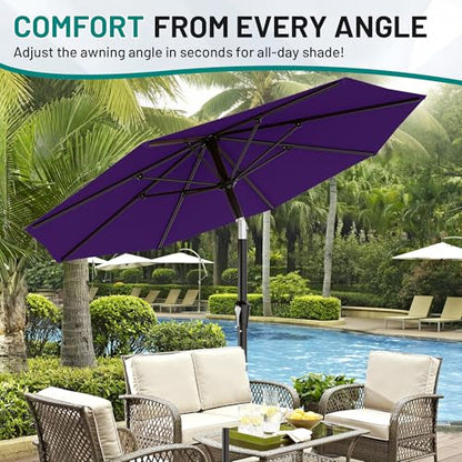 AreShark 9FT Outdoor Patio Umbrella with Tilt and Crank, Dark Purple - color: Dark Purple, size: 9ft