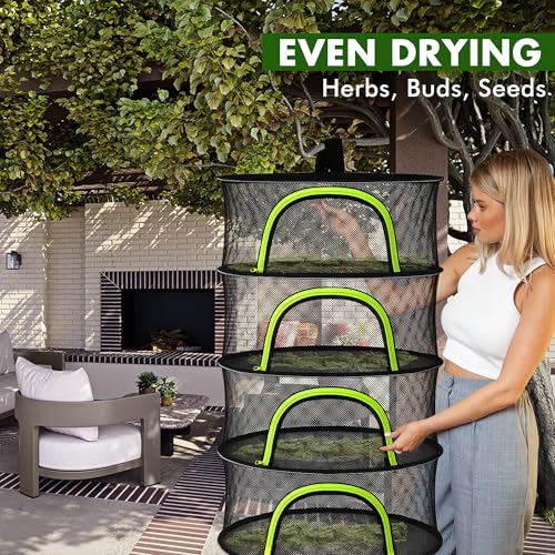 Herb Drying Rack Hanging Mesh 2 Layer 18" for Drying Herbs, Plants, Seeds, Buds, Flowers | Indoor, Outdoor, Hydroponics & Grow Tents Herb Dryer Hanging Rack - style: 2 Layer 18"