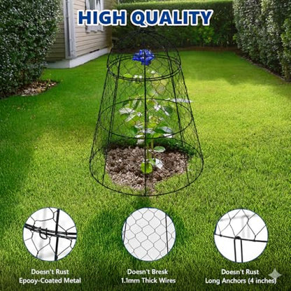 Garden Cloches for Plants - Set of 6 Chicken Wire Plant Cages and Plant Protectors from Animals, 17.7" H x 12.8" D, Outdoor Vegetable and Flower Cages, Sapbontchi Chicken Wire Cloche - size: Set of 6