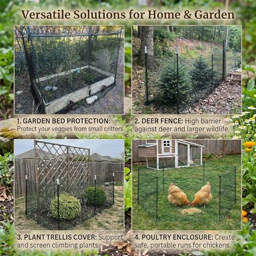 4x100 FT Deer Fence Netting, Plastic Mesh Roll, Garden Protection, Black - color: Black, size: 4x100ft