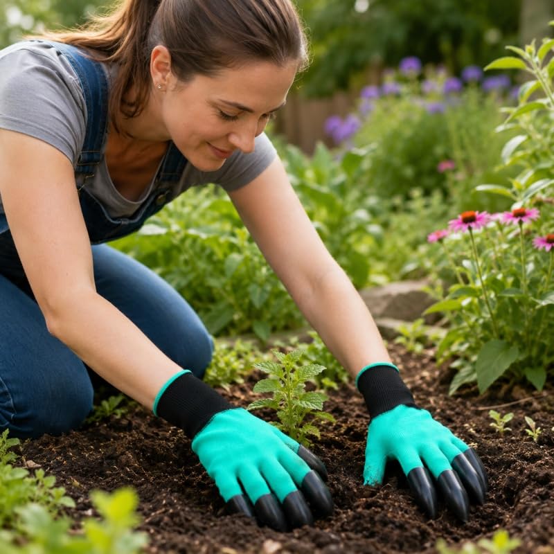 1Pair Gardening Gloves with Claws, Latex Anti Prick Protection, for Digging Soil, Planting Vegetables and Flowers, Forestry