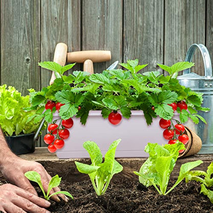 CHUKEMAOYI Window Box Planter,7Pack Plastic Vegetable Flower Planters Boxes - color: White, size: 16.6 x 7 x 5.9 inches