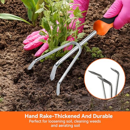 Garden Tool Set with Heavy-Duty Trowel, Transplanter & Cultivator