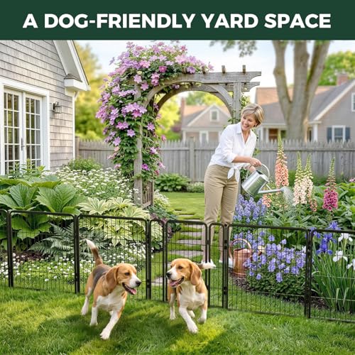 FXW No Dig Garden Fence, Outdoor for Yard, 32in(H) x 36.4ft(L), 16 Panels - color: Black, size: 32"H