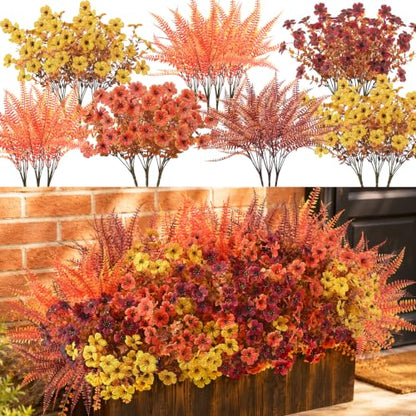 Artificial Fall Flowers for Outdoors, Fall Flowers Decor, 15Pcs Fake Mums - size: 15 pcs