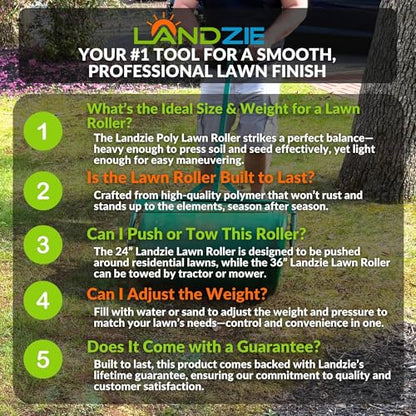 Landzie - Lawn Roller 24 Inch, Water Filled Poly Sod Roller - size: 24 Inches