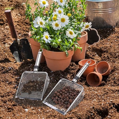 Adnee 4 Pcs Wider Gardening Soil Sifter-5.5" W Garden Sieve Sifter with Handle (2/2.8/3.8/5 mm Mesh)-Portable Gardening Sifter for Gradening Sand Soil Dirt Compost - color: 4 Set