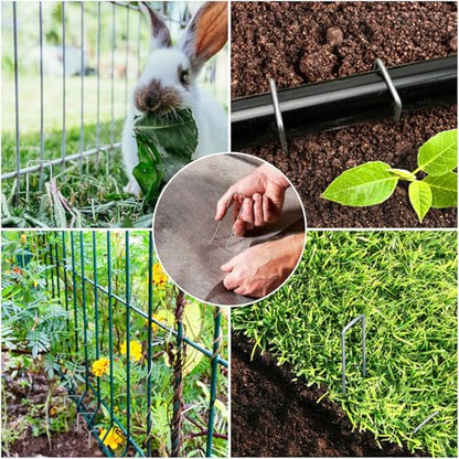 HongWay 240 Pack Landscape Staples 6 Inch, Galvanized Garden Stakes - size: 6 Inch, 240pcs